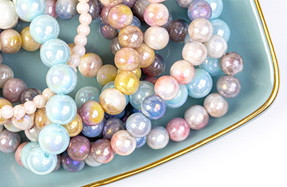 Round electroplated glass beads